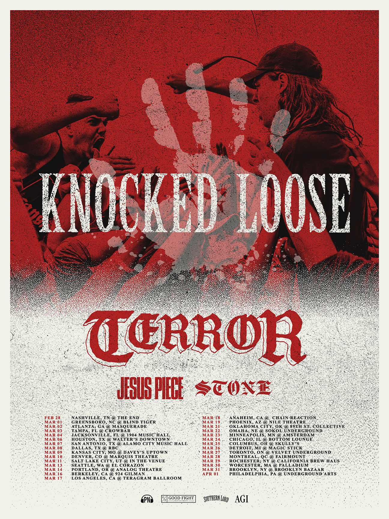 Knocked Loose - Terror - Jesus Piece - Stone web